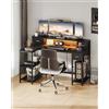 Hzuaneri Scrivania Angolare Computer, Tavolino Computer a Forma L, Con Luci LED, Ciabatta Elettrica, 132 x 80 cm, per Gaming, Computer, Ufficio, Studio, Nero CD43004XEU