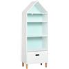 HOMCOM Libreria per Cameretta Bimbi e Ragazzi 50x30x142cm Bianca e Azzurra