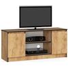 AKORD | Mobile per TV in Legno K 120 | Mobiletto Porta Televisione Soggiorno | Un ripiano Aperto | 2 Ripiani con Ante a Sinistra e a Destra | 55 x 120 x 40 cm | Peso 30kg | Rovere Artigianale