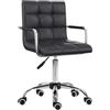 HOMCOM Sedia da Ufficio Ergonomica in pelle PU Nero, Sedia da Studio con 5 Ruote Girevoli, Imbottitura e Altezza Regolabile, 52.5x54x84-99cm