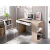 CAESAROO Scrivania 115x50 cm Olivia Bianco Opaco e Rovere Naturale con cassetto e ripiano Laterale - Bianco e Naturale