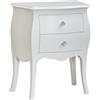 Vicentini arreda COMODINO BOMBATO BIANCO IN LEGNO SHABBY CHIC CON POMELLI SWAROVSKY