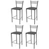 t m c s Tommychairs - Set 4 sgabelli alti modello Elegance per cucina e bar, struttura in acciaio verniciata colore grigio scuro e seduta imbottita e rivestita in pelle artificiale colore grigio scuro