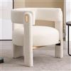 chairus Poltrona Salotto Poltrona Imbottita Sedia da Salotto in Pelliccia Sintetica Poltroncina Relax Moderno con Gambe in Legno per Camera da Letto/Soggiorno/Caffè, Bianco