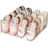 NUOLUTH Scarpiera in Acrilico Trasparente per Bambini, Organizer per Cassetti per Vestiti, 2 Pezzi, 4 Sezioni, Impilabile, per Scarpe per Bambini