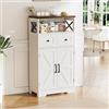 BonVache Mobile da Cucina, Buffet, Sideboard, con Porta e Mensola Regolabile, 2 Cassetti, per Cucina, Sala da Pranzo, Soggiorno, Bianco