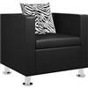vidaXL Poltrona cubo in pelle nera poltrona divanetto design moderno quadrata