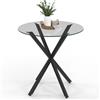 IDMarket - Tavolo da pranzo rotondo per 4 persone ALIX con gamba a ragno nera e piano in vetro da 80 cm