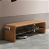 ZIGTUEI Panca Scarpiera, Panca Portascarpe, Panca Scarpiera Da Ingresso, Con Cuscino In Pelle, Stile Moderno, Struttura In Metallo, Salvaspazio, Per Ingresso, Corridoio, Bagno, Soggiorno(Orange,120cm/47.2in)