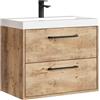 Badplaats B.V. Set mobili da Bagno Florence 01 60 cm - Rovere Castagno - Mobile lavabo sospeso con Chiusura Ammortizzata