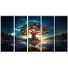 islandburner Yggdrasil - Quadro su tela con albero della vita luminoso, colorato, sacro, mitologia nordica