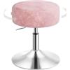WOLTU Sgabello da Trucco Rotondo Girevole Regolabile in Altezza, Sgabello Imbottito per Toeletta, Sedia da Cucina in Velluto, Altezza Seduta 44-56 cm, Rosa