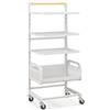 RELAX4LIFE Carrello di Stoccaggio a 4 Ripiani, Utilitario in Metallo con Ripiani Regolabili a 20 Posizioni, Cestino a Maglia, Organizer con Ruote Bloccabili