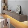 XDXINY Mobile porta TV sospeso, mobile TV a parete, mensola TV media con grande spazio di archiviazione, tavolino sotto TV, lowboard con cassetti, supporto per router (Khaki+LED, 260 * 20 * 24 cm)