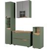 Vicco Set di mobili da bagno Marelle, Verde/Artigianale, 80 cm, composto da mobile lavabo, pensile a specchio, colonna e base media