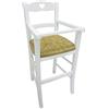 Woodshop Sediolone Sgabello Sedia Seggiolone legno bimbo con protezione colore bianco seduta paglia