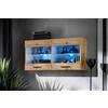 Komodee, Vetrina Savona - Armadio in vetro, Wotan/Wotan, larghezza 100 cm x altezza 50 cm x profondità 30 cm, LED Blu, 2 ripiani in vetro, 2 ante per soggiorno, cucina