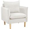 Totò Piccinni Poltrona Poltroncina DARIO in tessuto imbottito con braccioli struttura in legno di abete e multistrato (Beige, Poltrona)