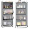 GIANTEX Credenza Cucina a 5 Livelli, Scaffale da Cucina in Piedi su Ruote, Mobile Cucina Dispensa con Ante in PC, con Protezione Antiribaltamento, 60 x 32 x 154 cm, 3 Colori (Grigio)