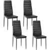 Songvas Set di 4 Sedie da Pranzo, Sedia da Pranzo Moderna con Schienale Alto, Sedia cucina moderna, rivestimento in similpelle e schienale alto - testate SGS - 120 kg, struttura in acciaio (nero, 4)