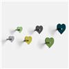 Giallobus - Appendiabiti da Parete - Heart Color 04 - Kit 6 pz - Vetro Acrilico - Kit 6 PCS. - Palette Colours 04 - Ganci attaccapanni e Accessori da Muro Decorativi