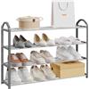 eSituro Scarpiera in Acciaio Plastico Scaffale a 4 Ripiani Mobile Portascarpe Organizzatore in Tubi Guardaroba Salvaspazio Impilabile per l'Ingresso SSHR0024