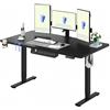 FLEXISPOT Scrivania Regolabile in Altezza 160×60 cm - con 2 Ganci, Portabicchieri e Gestione Cavi, 4 Memorie, Scrivania Ergonomica per Ufficio e Casa