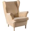 Meigeh Copripoltrona con Orecchie Elasticizzato Fodere poltrona con ala Copripoltrona 1 Posto con Orecchie Copertura della sedia dell'orecchio Velluto Beige