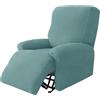 Hearda Copripoltrona Relax Reclinabile, Jacquard di Peluche Fodere Poltrona Relax Elasticizzato Copripoltrona 1 Posto con Tasca Copripoltrona Reclinabile Fodere per Poltrone (Grigio-Verde)