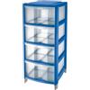 Sicignano Casalinghi Ingrosso Casalinghi Sicignano | Cassettiera a 4 Cassetti con Piedini e Ruote, Polipropilene, Linea Bambù - Design Moderno, Ideale per Casa e Ufficio - 38.5x39.5x86h cm, Colore Oceano/Trasparente, Made in Italy