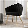 Ya-Home Poltrona Imbottita Poltroncina Moderna Sedia da Salotto in Pelliccia Sintetica Sedie con Gambe in Metallo Dorato Poltrone per Camera da Letto/Soggiorno, Nero