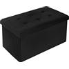 WOLTU Panche Contenitore per Ingresso Cassapanca Pieghevole Ottomane in Velluto, Max Portata Statica di 300 kg, 80 L, 76x37,5x38 cm Nero