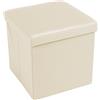 Tata Home Pouf Contenitore Scatola Sgabello Poggiapiedi Pieghevole Salvaspazio in Ecopelle cm 38x38x38 Eddy Colore Panna
