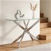 SOARS Tavolo Consolle in Vetro Temperato 115 x 45 x 78 cm, Consolle Ingresso Telaio Robusto con Gambe in Metallo Incrociate e Piedini Regolabili, Salvaspazio, per Soggiorno e Corridoio