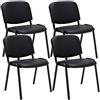CLP Set 4 Sedie Ufficio Ken Imbottite In Similpelle I Sedie Attese Impilabili E Imbottite Carico Max 120 KG Colore:nero