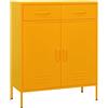 Azzrora Armadietto Giallo Senape 80x35x101,5 cm in Acciaio, Mobile Metallo, Armadio Ufficio, Ripostiglio