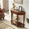 SEIFE Consolle a mezzaluna in legno massello per ingresso, tavolo da ingresso con cassetto portaoggetti, tavolo da divano semicircolare, arredamento per corridoio e ingresso(Walnut,80cm/31.4in)