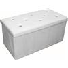 Russo Tessuti Pouf Panca Contenitore Scatola Pieghevole Effetto Vellutato Velluto Velvet-Crystal Bianco