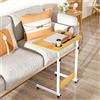 Ysgwsg Scrivania Regolabile in Altezza con Ruote, Scrivania Computer Mobile, Con Portabicchieri, Incavo, Adatto per Tavolini da Divano, Tavolo da Ufficio Domestico. (Beige-o, 60x40x62-85cm)