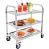 Zoobotanica Carrello da portata in acciaio inox con 3 piani, carrello di servizio con ruote e freni di stazionamento, tripla mensola, carrello da cucina per ristoranti, biblioteche, cucina, ospedali (85 x 45 x 90