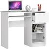 Home Collective Tavolo per computer, tavolo da ufficio, con 1 cassetto, 2 ripiani e un ripiano estraibile per tastiera, 90 x 50 x 77 cm, piano in laminato resistente all'abrasione con bordo ABS, bianco, destro