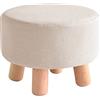 ping bu Poggiapiedi rotondo ottomano in legno massiccio a 4 gambe sgabello per sedia piccola, poggiapiedi poggiapiedi sgabello imbottito in spugna (28 x 20 cm, beige)