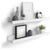 Mobili Fiver, Coppia Mensole portafoto-quadri First, 60 cm, Bianco Opaco, 60 cmx13 cmx8 cm, Nobilitato, Mensole da muro per Camera, Ingresso, Soggiorno, Ufficio, Made in Italy