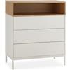 HOMN LIVING Cassettiera Nieve a 3 cassetti, bianco/rovere, 80 cm (larghezza) 40 cm (profondità) 95 cm (altezza)