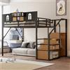 Dolamaní Letto a soppalco 140x200 cm, telaio in metallo con scala e armadio, altezza 191 cm, rete rimovibile e protezione contro le cadute, per adolescenti adulti (nero B)