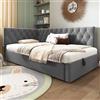 MSMOK Letto imbottito 90 x 200 cm, grigio, divano letto con vano idraulico, in velluto, letto per bambini, con rete a doghe in legno, senza materasso.