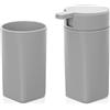 Inbagno Set Accessori Bagno 2 Pezzi Colore Grigio, Dispenser e portaspazzolini, in plastica, Linea Tender