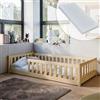 Kids Collective Letto a terra Montessori per bambini 80 x 180 cm con materasso, protezione anticaduta e rete a doghe naturale Altre misure 80 x 160 cm 90 x 200 cm 120 x 200 cm 140 x 200 cm
