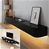 XDXINY Console multimediale TV galleggiante - Mobile TV da parete - Grande panca portaoggetti sotto TV - Mobile basso con cassetti e supporto per router (nero B + LED, 240 x 20 x 30 cm)