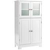 GYMAX Armadietto da Bagno con 4 Ante, Resistente alla Polvere e all'Umidità, Ampio Spazio di Archiviazione, Struttura Resistente in Legno, 60x30x108,5 cm (Bianco)